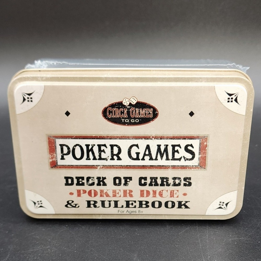 Eddie Bauer Tan Poker Games Set Deck of Cards Dice Rulebook Travel Tin Vintage